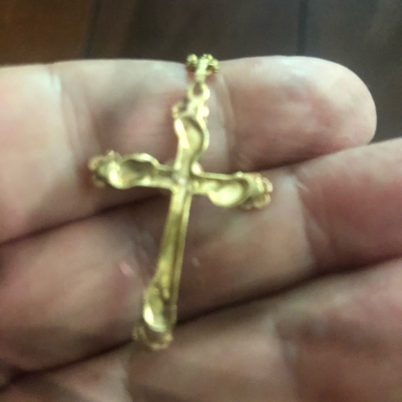 14kt gold 18 in rope chain with tri color cross - Picture 4 of 4